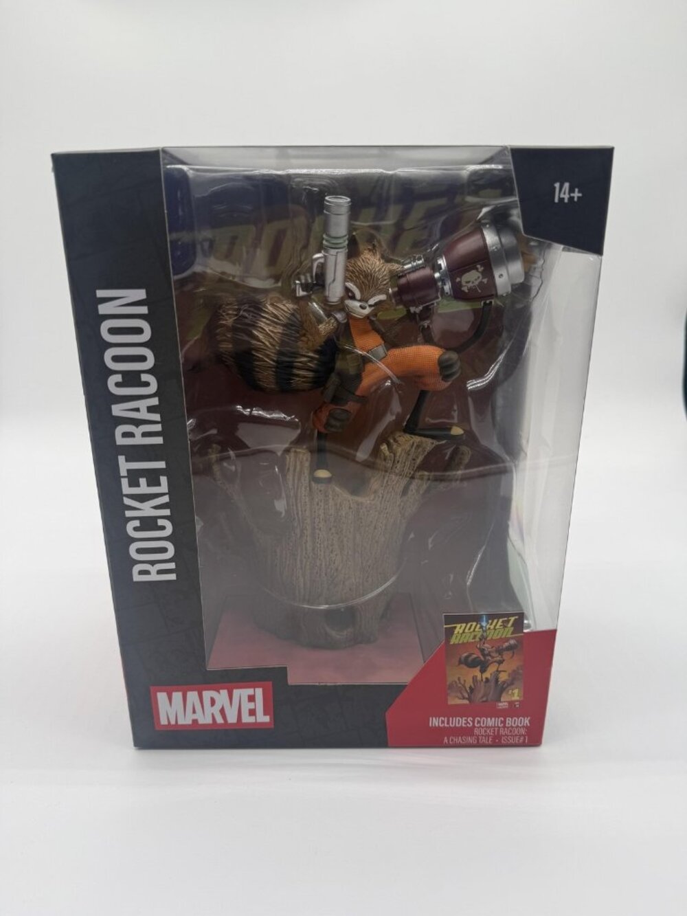 New McFarlane Toys Marvel Rocket Raccoon Brown Statue With Comic Book New 1:6TH